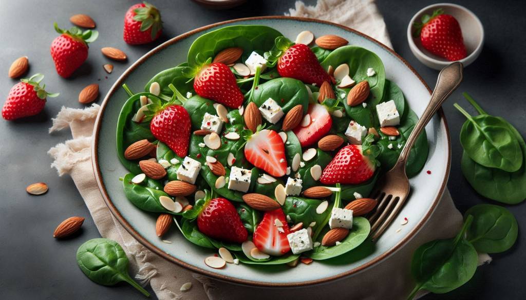 Spinach Salad with Strawberry Honey Dressing
