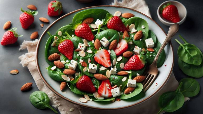 Spinach Salad with Strawberry Honey Dressing