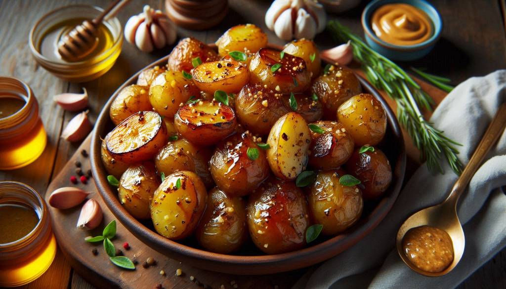 Garlic Honey Mustard Roasted Potatoes