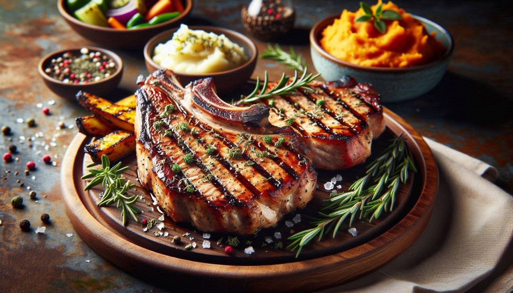 Grilled Pork Chops with Coffee Bean Honey Butter