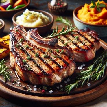 Grilled Pork Chops with Coffee Bean Honey Butter