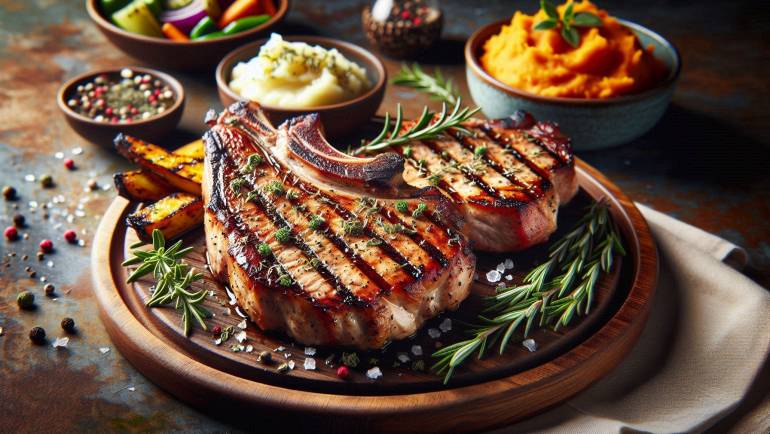 Grilled Pork Chops with Coffee Bean Honey Butter