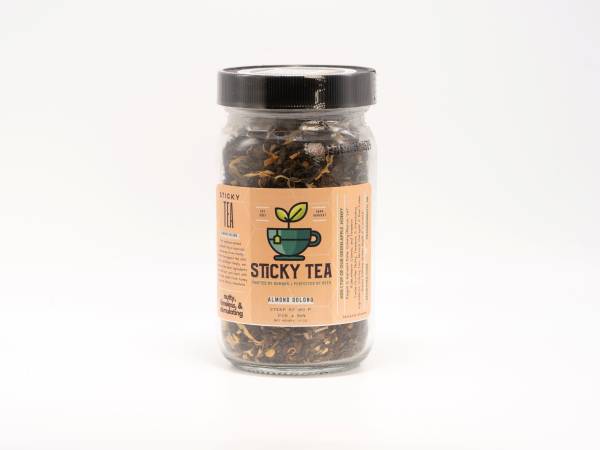 8 oz. almong oolong tea with label forward