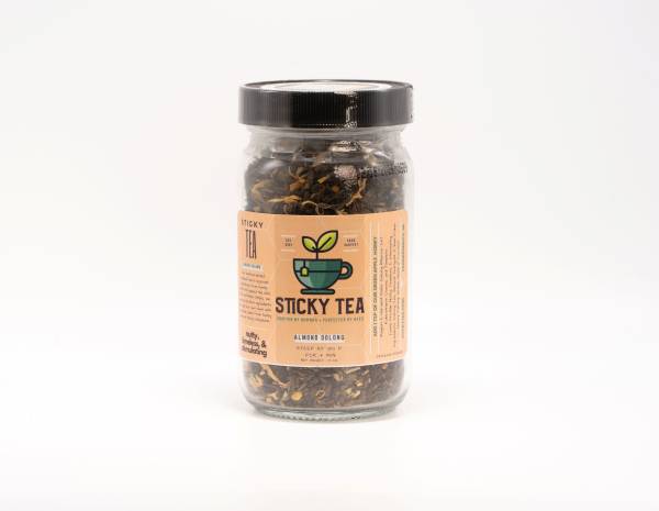 8 oz. almong oolong tea with label forward